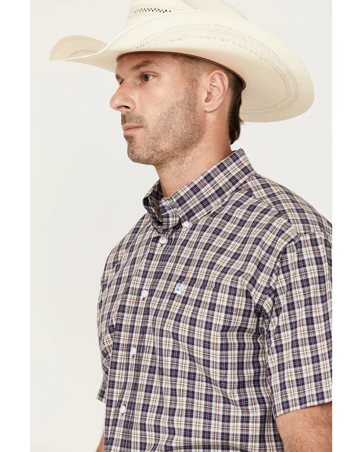 Product Name:  Cinch Men's Plaid Print Short Sleeve Button-Down Western Shirt