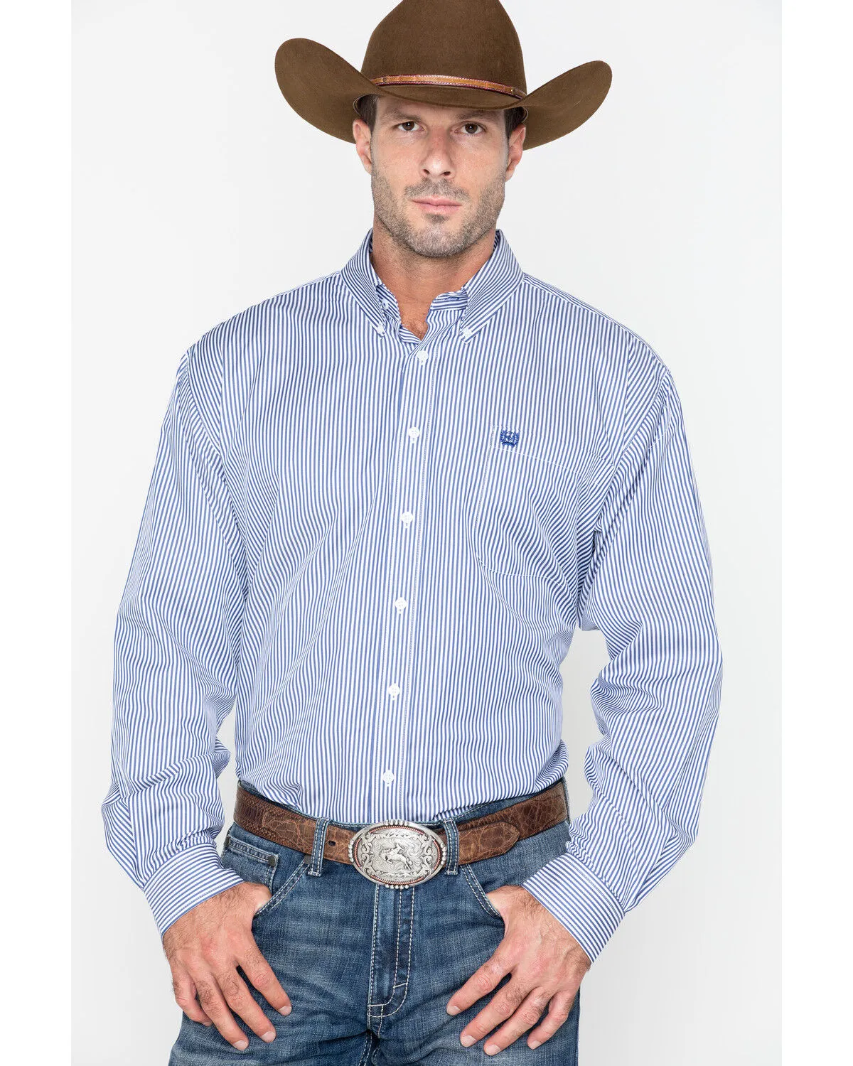 Product Name:  Cinch Men's Royal Blue Striped Western Shirt - Big & Tall