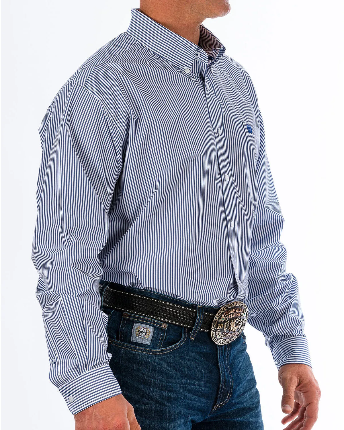 Product Name:  Cinch Men's Royal Blue Striped Western Shirt - Big & Tall