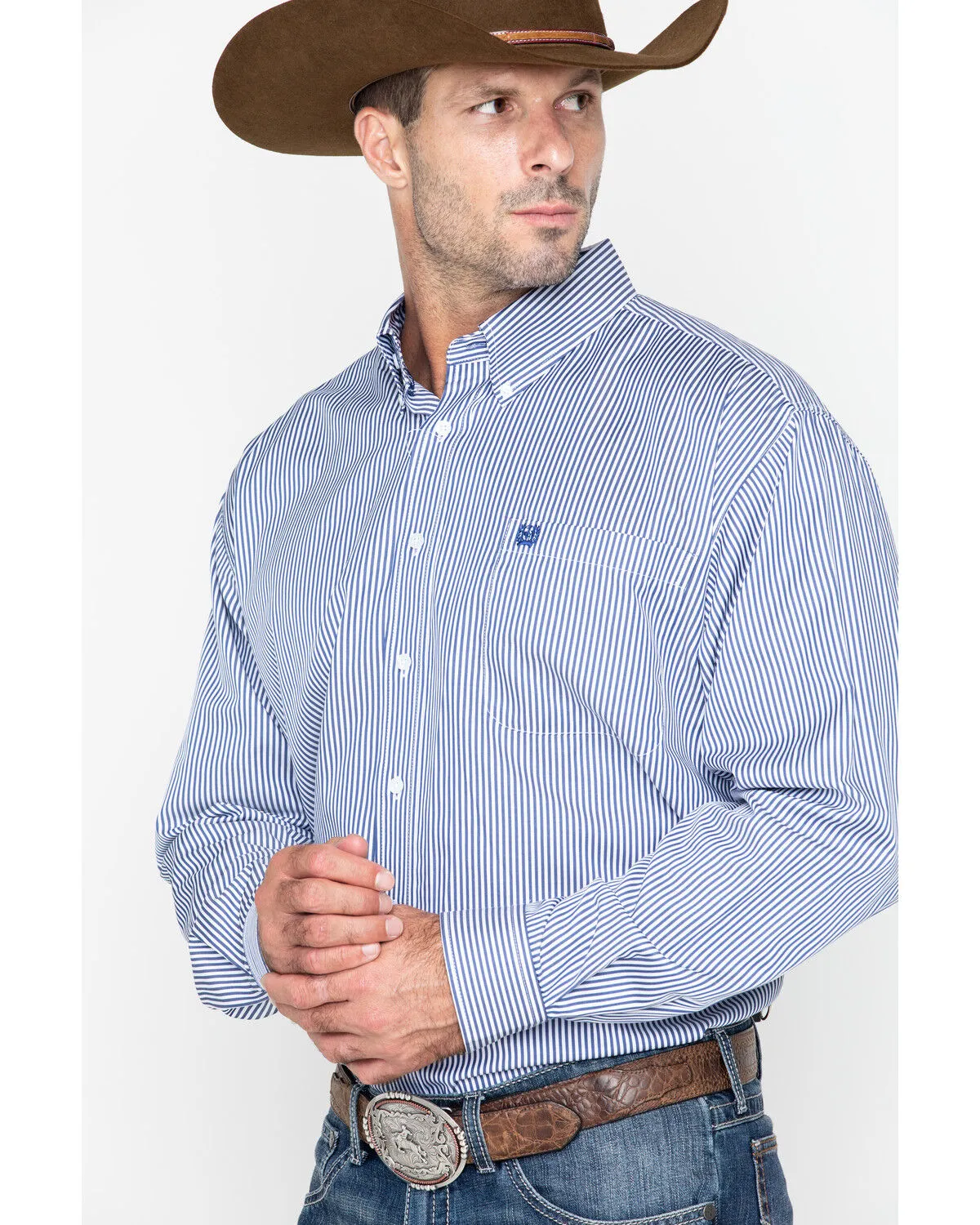 Product Name:  Cinch Men's Royal Blue Striped Western Shirt - Big & Tall