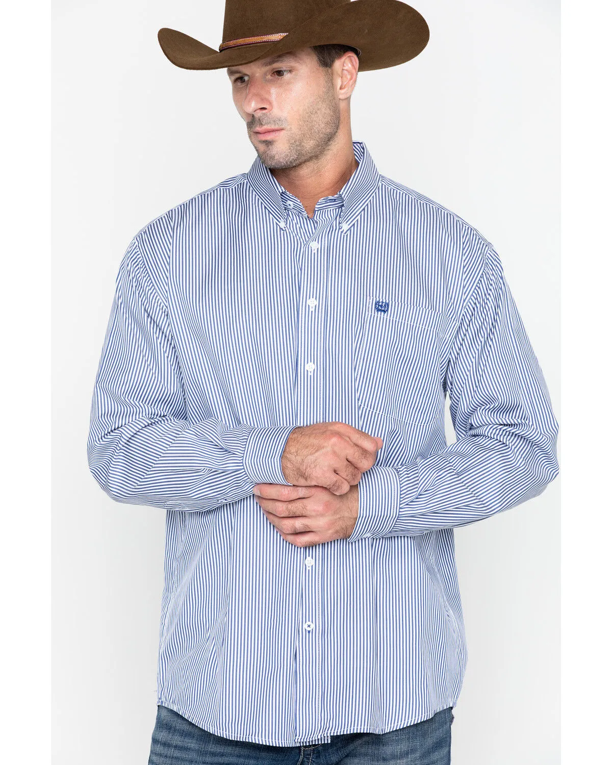 Product Name:  Cinch Men's Royal Blue Striped Western Shirt - Big & Tall