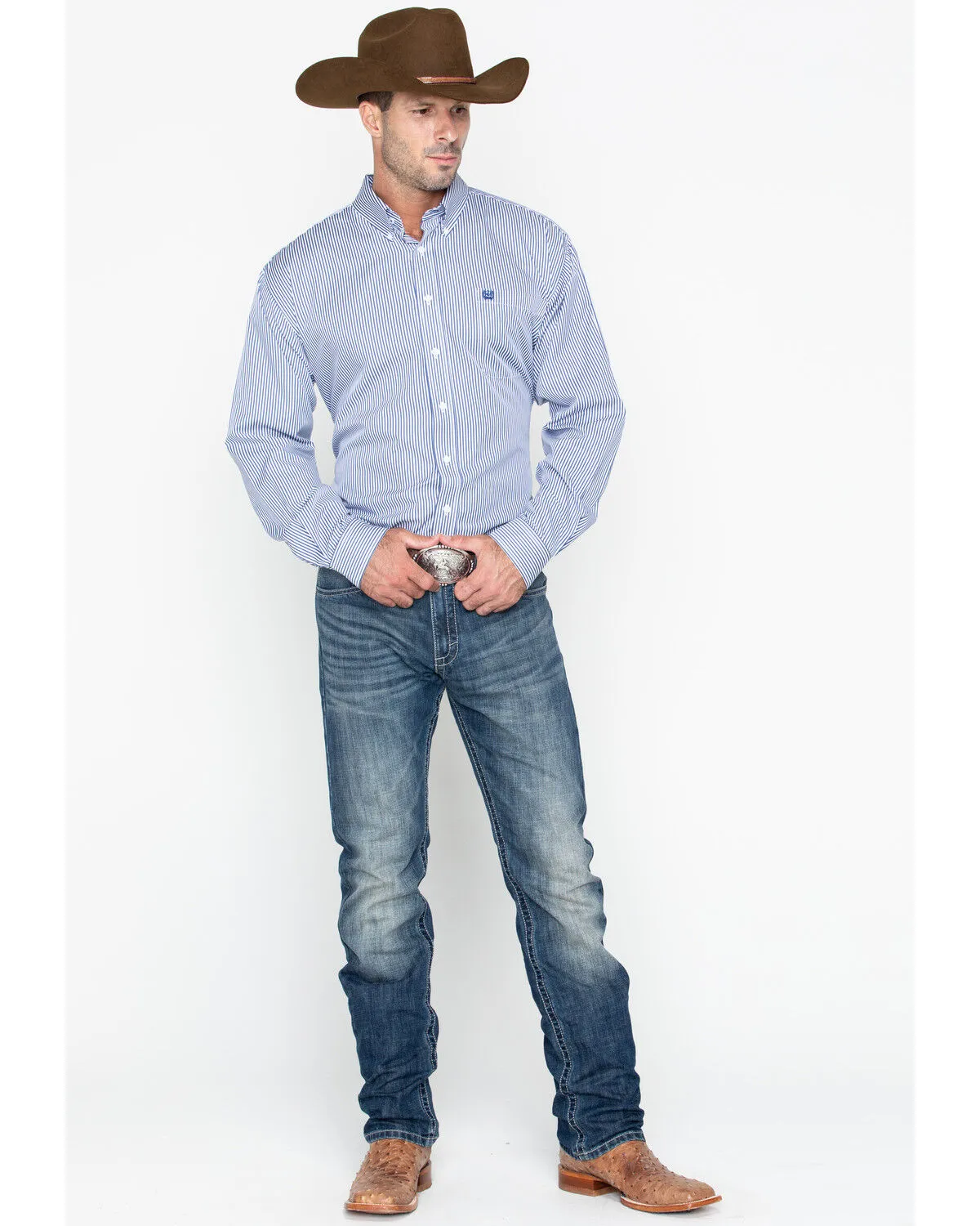 Product Name:  Cinch Men's Royal Blue Striped Western Shirt - Big & Tall