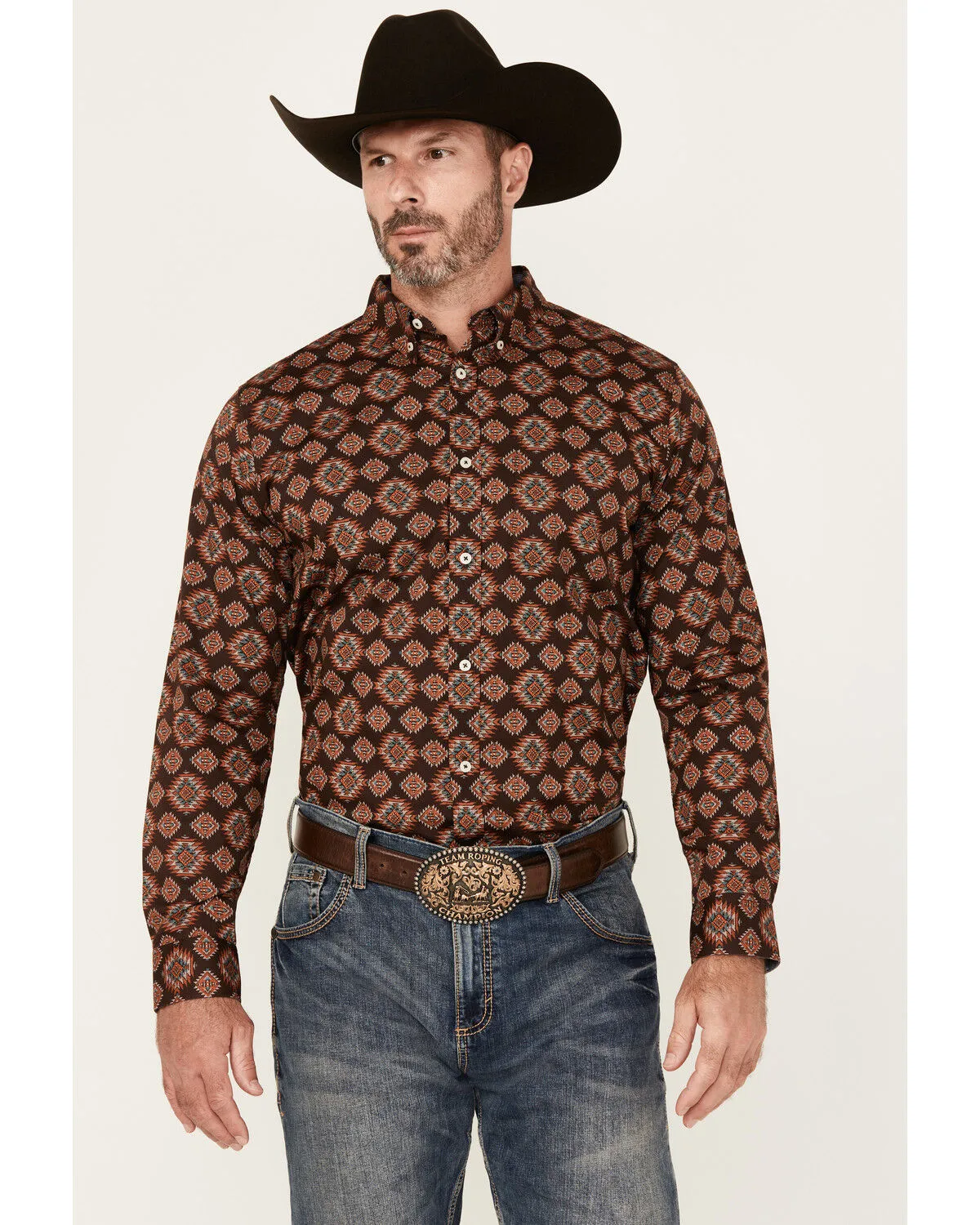 Product Name:  Cody James Men's Bite The Bullet Southwestern Print Long Sleeve Button-Down Stretch Western Shirt - Tall