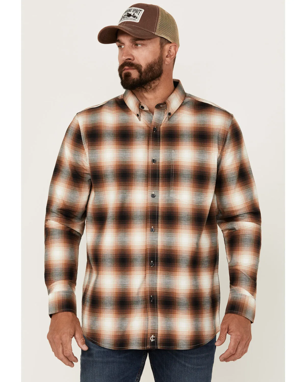 Product Name:  Cody James Men's Hombre Plaid Print Long Sleeve Button-Down Stretch Western Shirt - Big