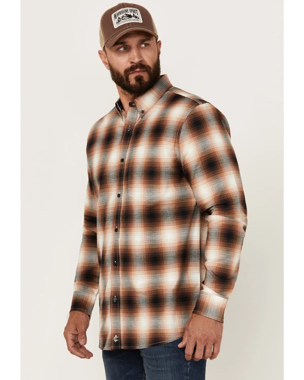 Product Name:  Cody James Men's Hombre Plaid Print Long Sleeve Button-Down Stretch Western Shirt - Big