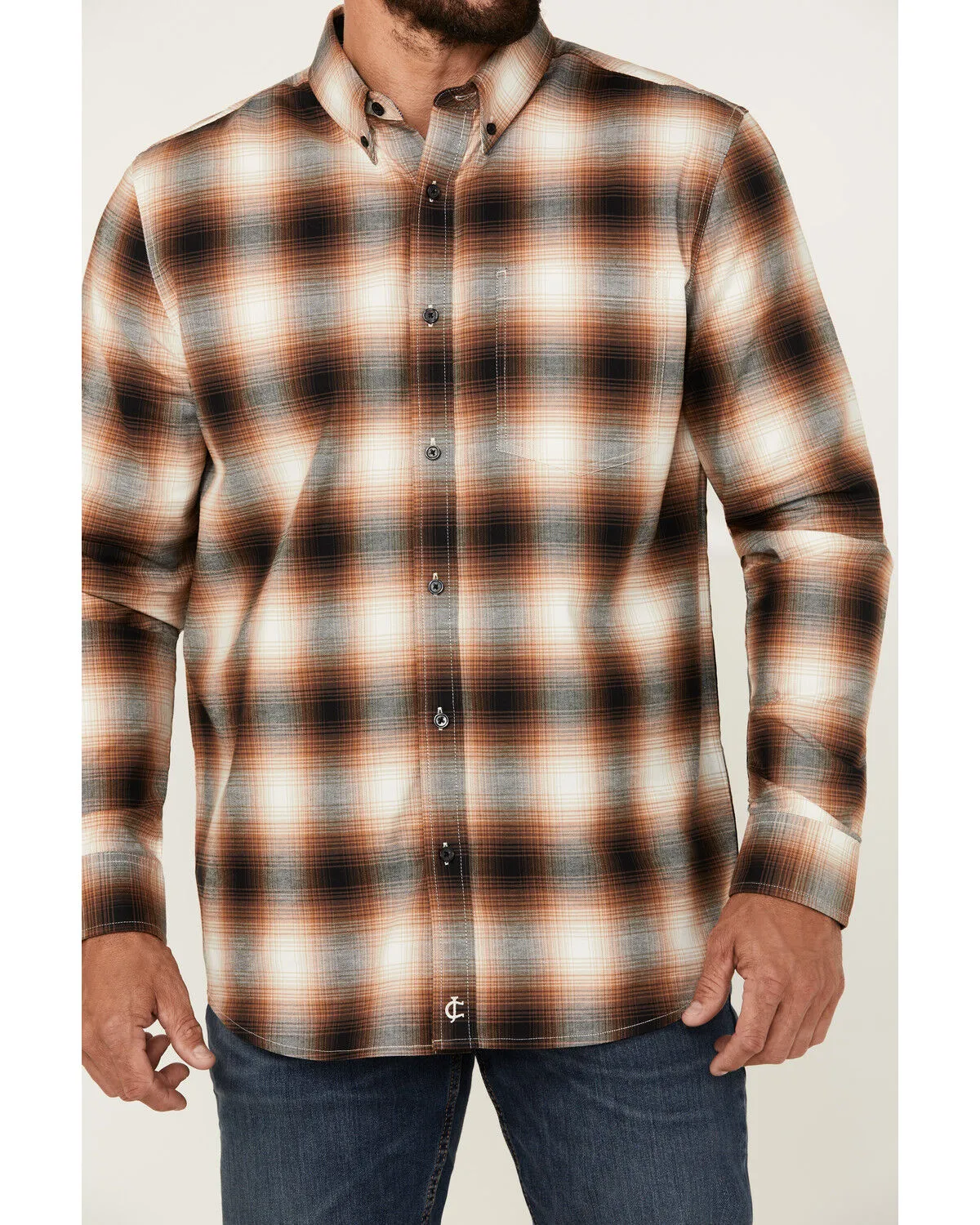 Product Name:  Cody James Men's Hombre Plaid Print Long Sleeve Button-Down Stretch Western Shirt - Big