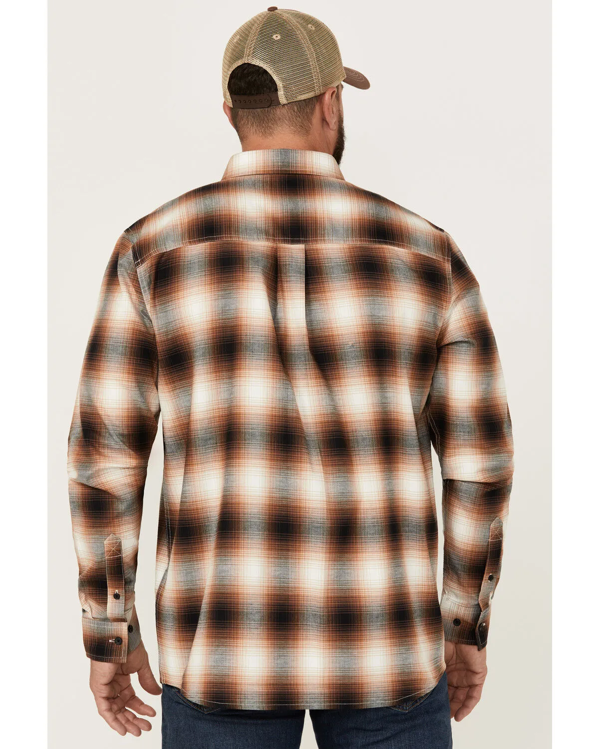 Product Name:  Cody James Men's Hombre Plaid Print Long Sleeve Button-Down Stretch Western Shirt - Big