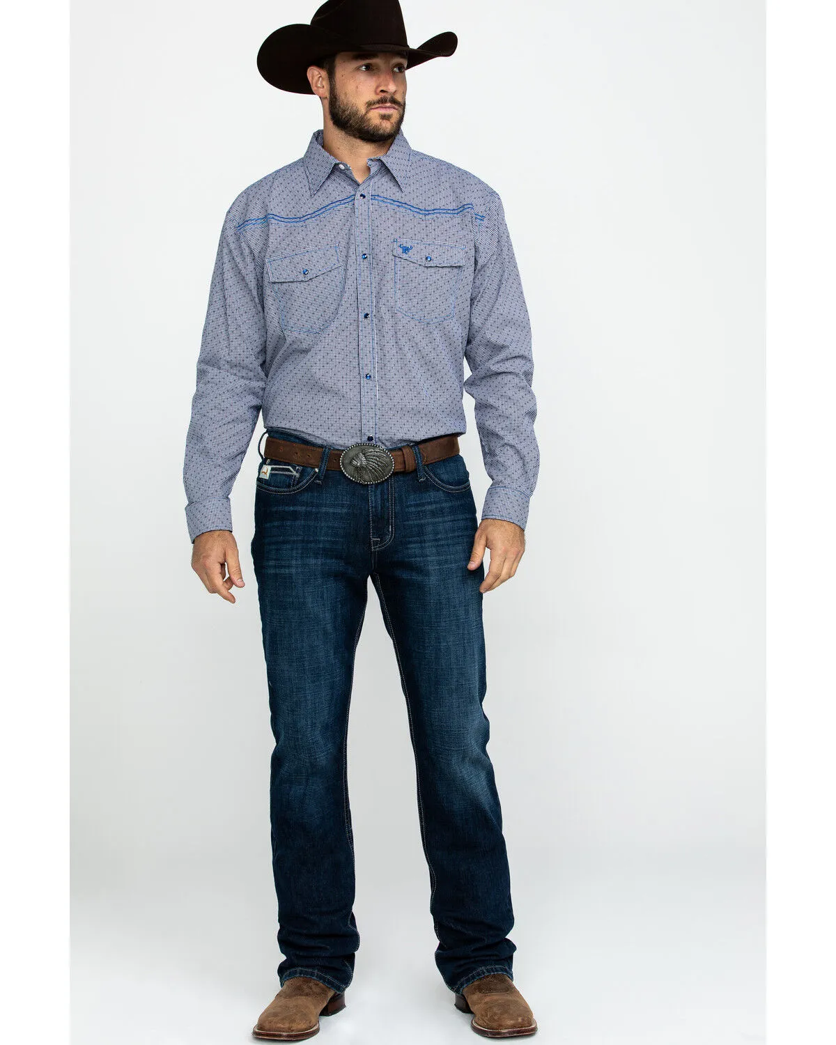 Product Name:  Cowboy Hardware Men's Dobby Print Long Sleeve Western Shirt