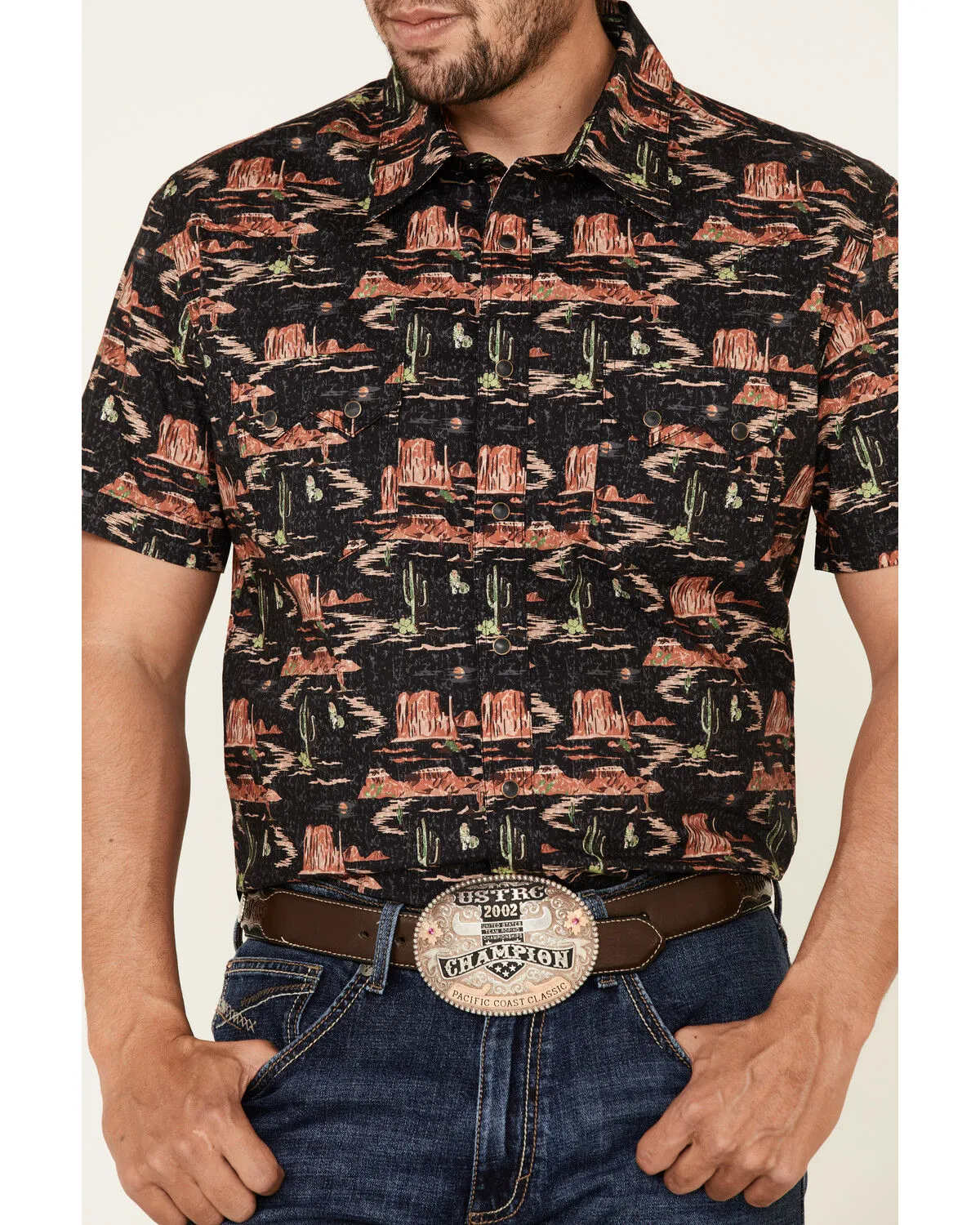 Product Name:  Dale Brisby Men's Desert Novelty Print Short Sleeve Western Shirt