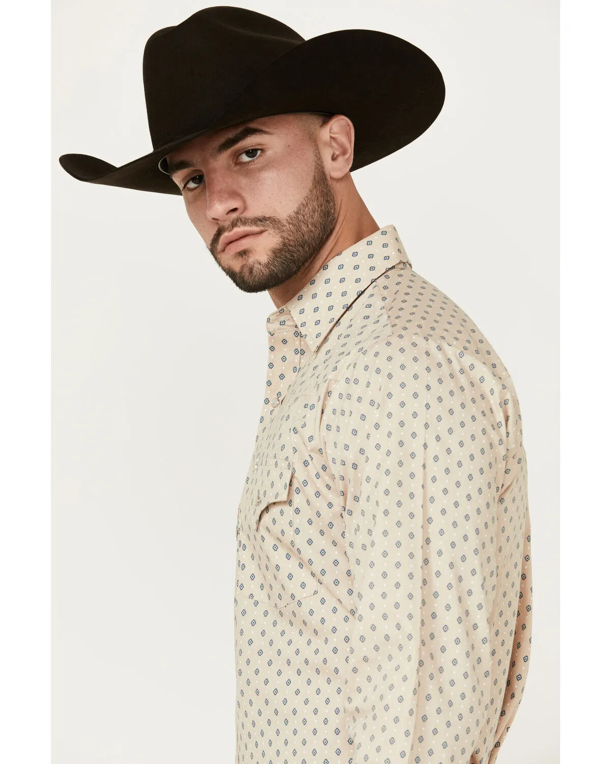 Product Name:  Ely Walker Men's Mini Southwestern Geo Print Long Sleeve Snap Western Shirt - Tall