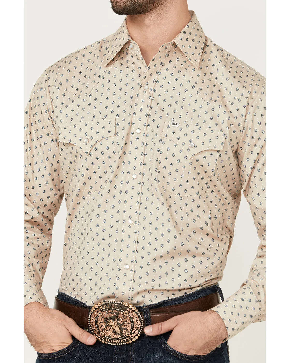 Product Name:  Ely Walker Men's Mini Southwestern Geo Print Long Sleeve Snap Western Shirt - Tall