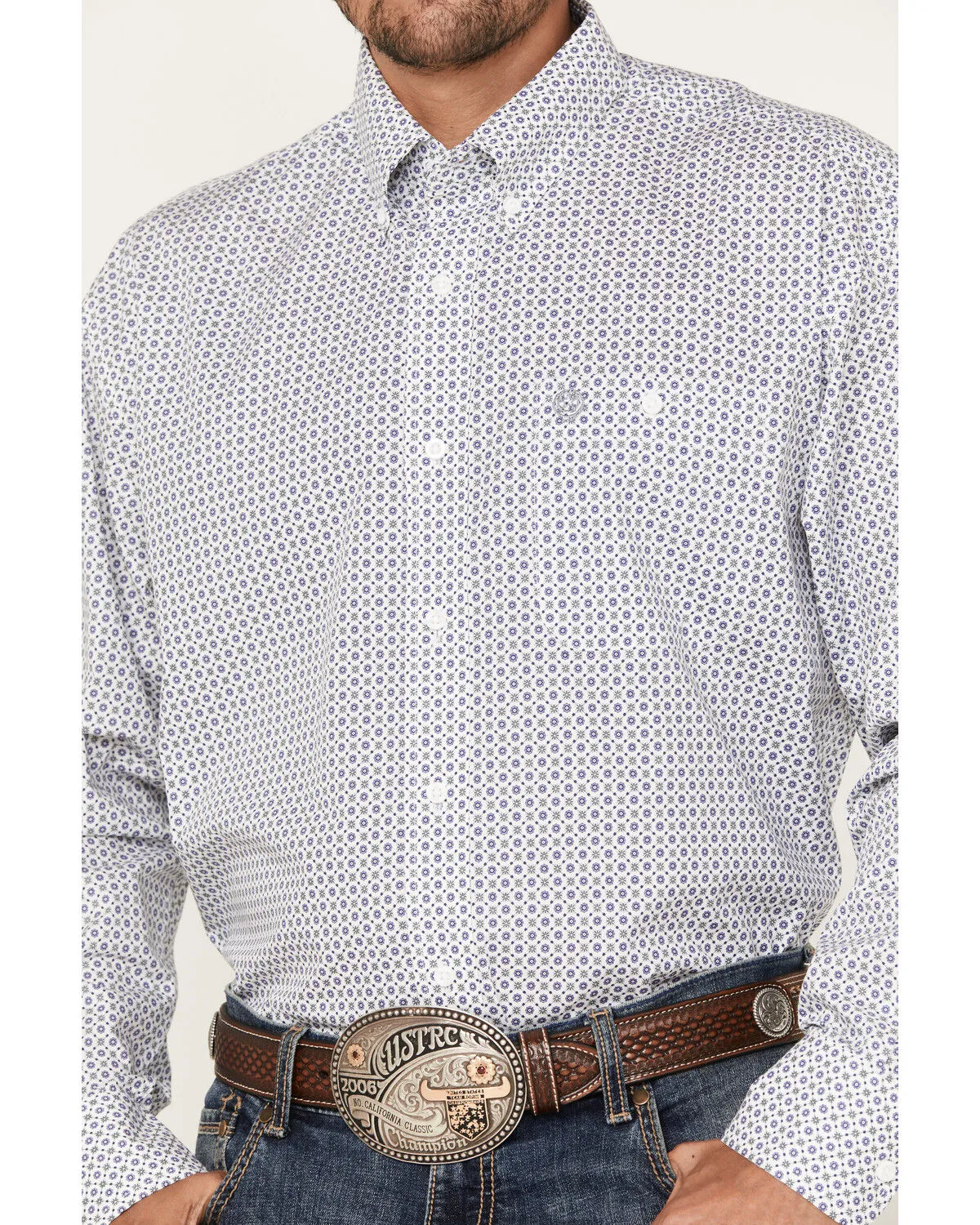 Product Name:  George Strait by Wrangler Men's Geo Button Down Long Sleeve Western Shirt