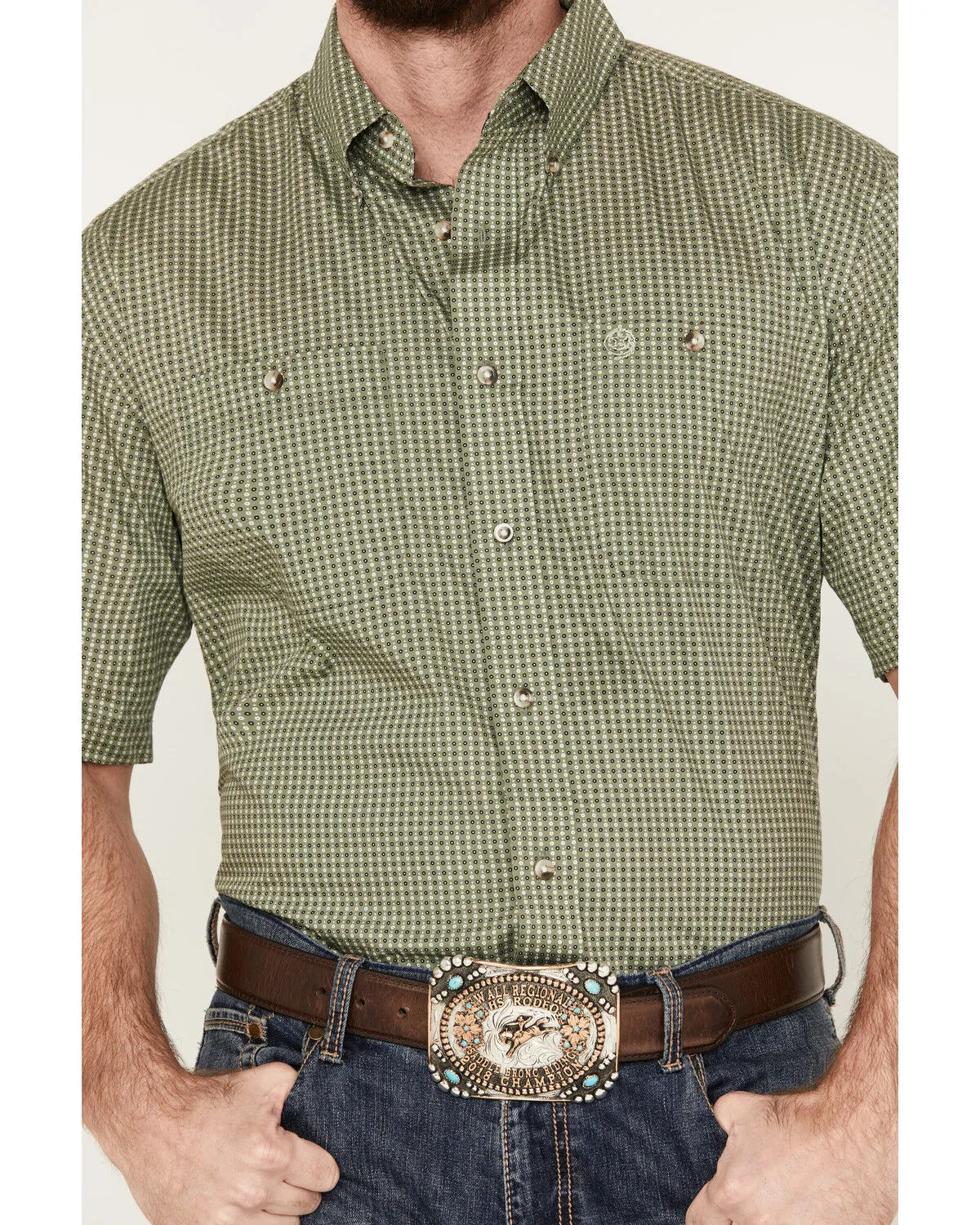 Product Name:  George Strait by Wrangler Men's Geo Print Short Sleeve Button Down Western Shirt