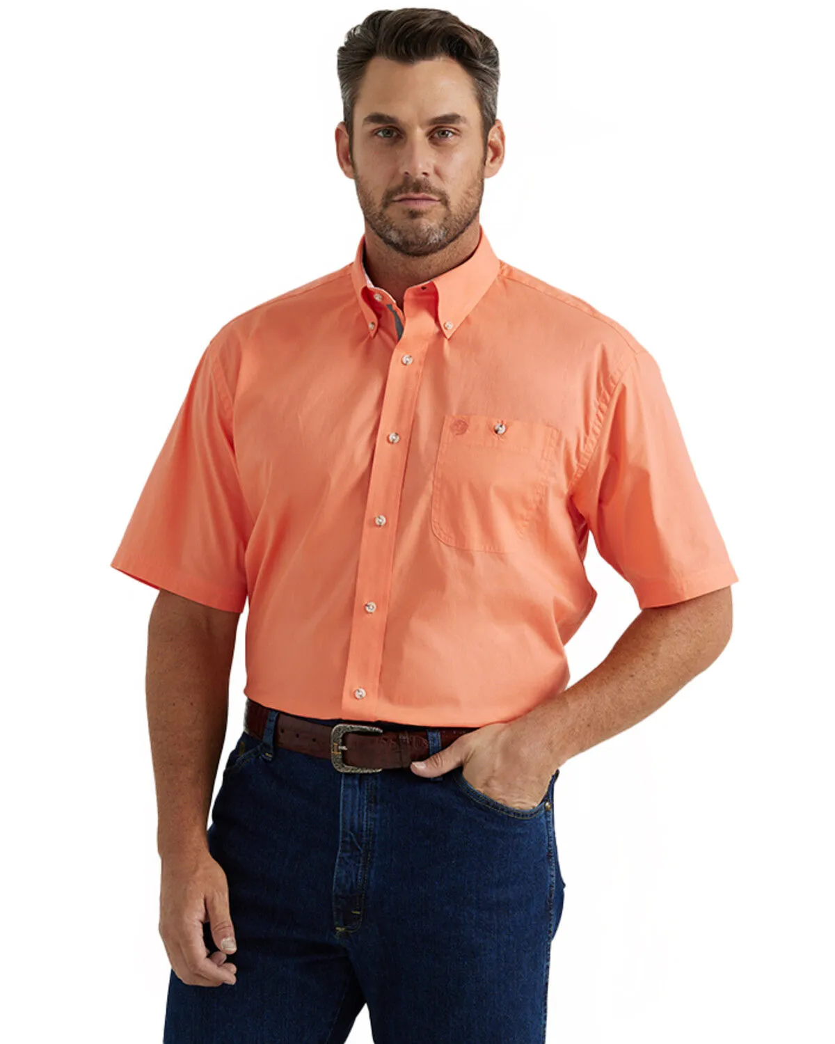 Product Name:  George Strait by Wrangler Solid Short Sleeve Button-Down Stretch Western Shirt - Big