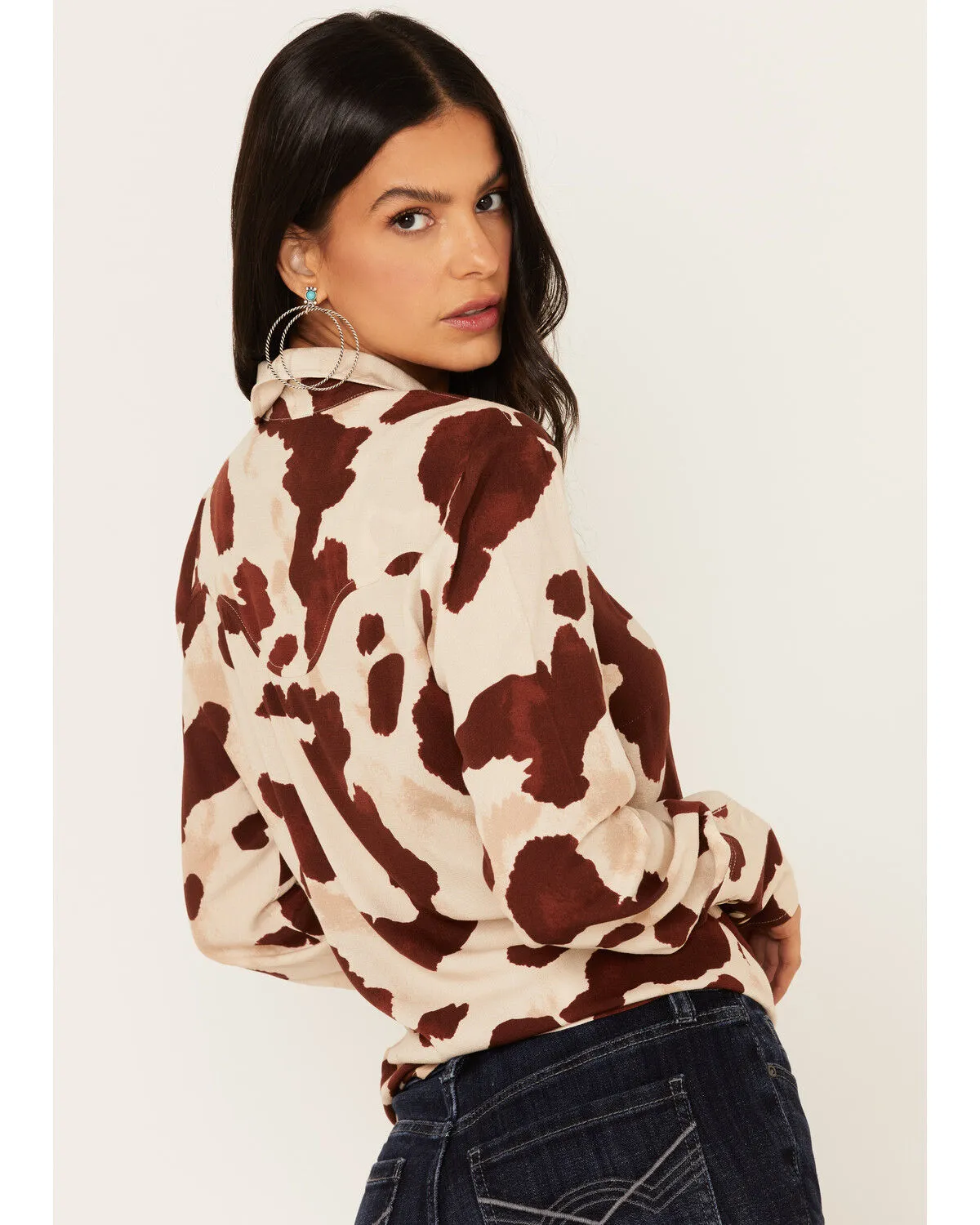 Product Name:  Idyllwind Women's Cow Print Tie Front Long Sleeve Western Shirt