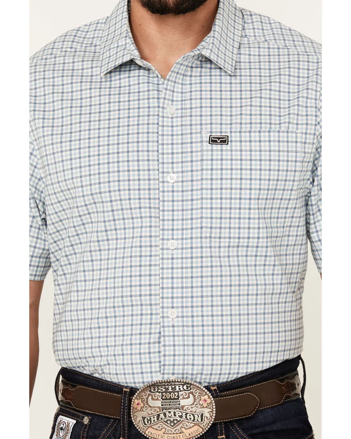 Product Name:  Kimes Ranch Men's Tucco Plaid Print Shirt Sleeve Button-Down Performance Western Shirt