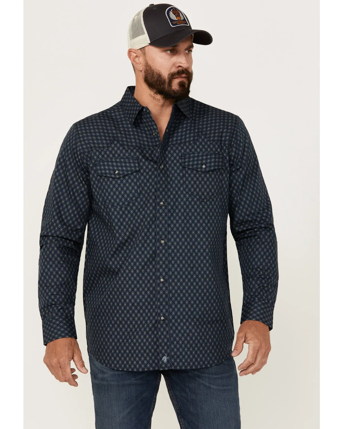 Product Name:  Moonshine Spirit Men's Townie Wallpaper Geo Print Long Sleeve Snap Western Shirt