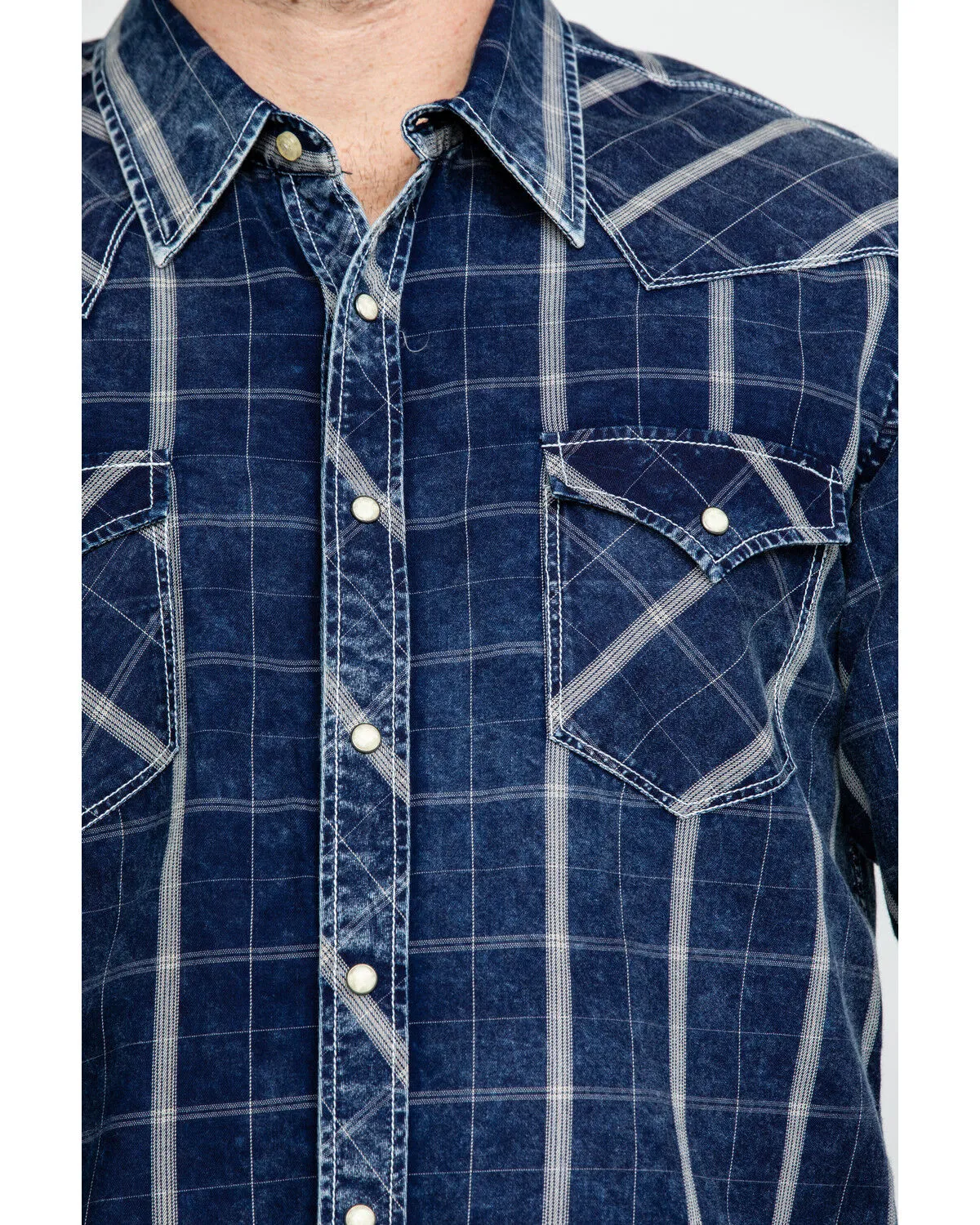 Product Name:  Rock & Roll Denim Men's Crinkle Plaid Long Sleeve Western Shirt