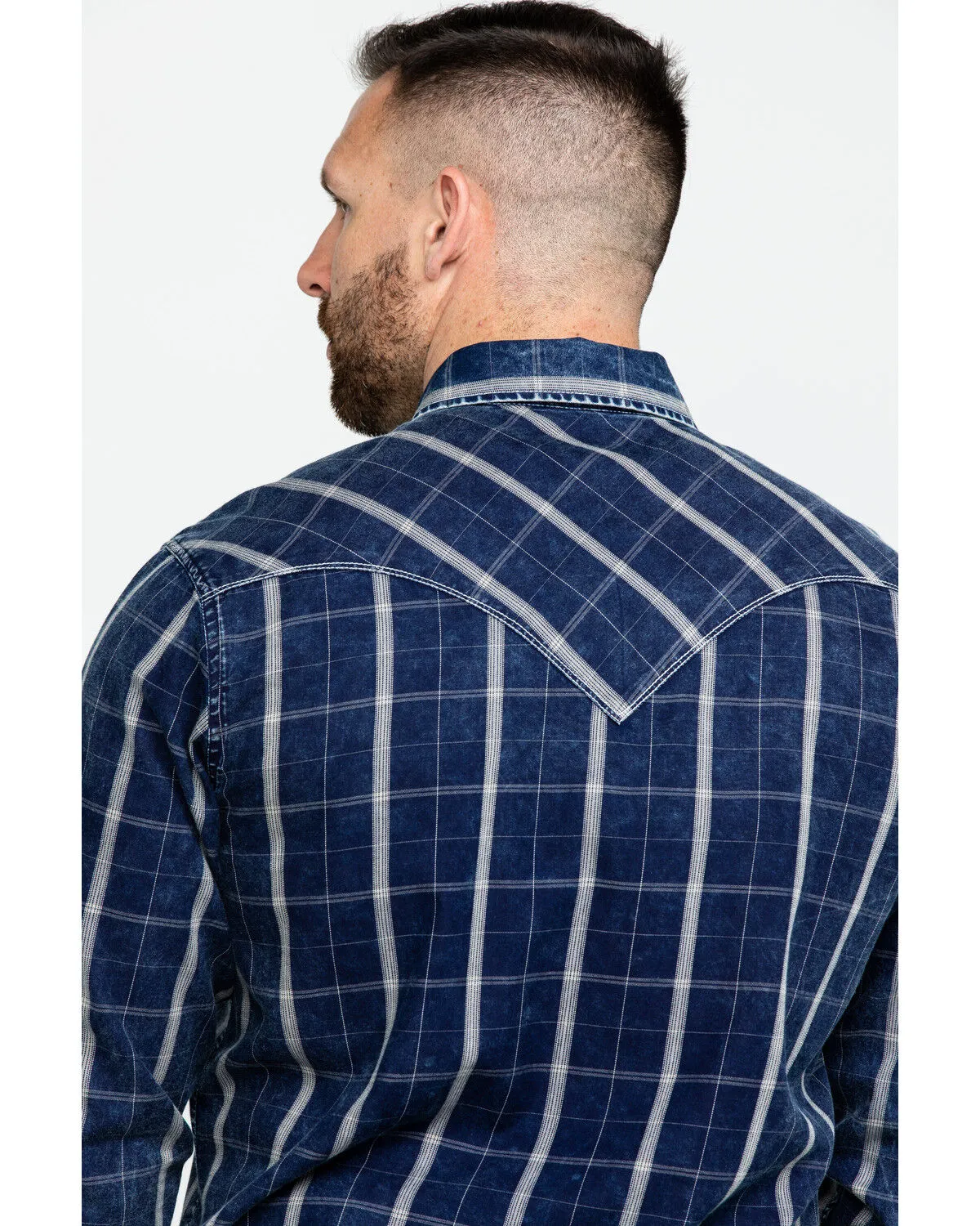 Product Name:  Rock & Roll Denim Men's Crinkle Plaid Long Sleeve Western Shirt