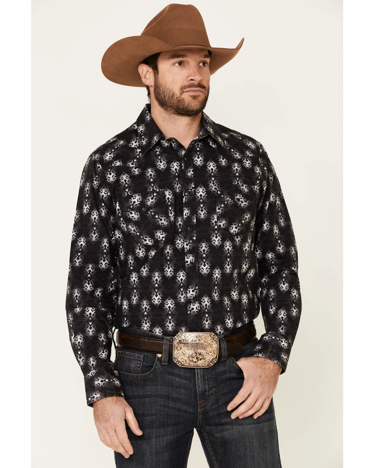 Product Name:  Rock & Roll Denim Men's Southwestern Print Long Sleeve Western Shirt