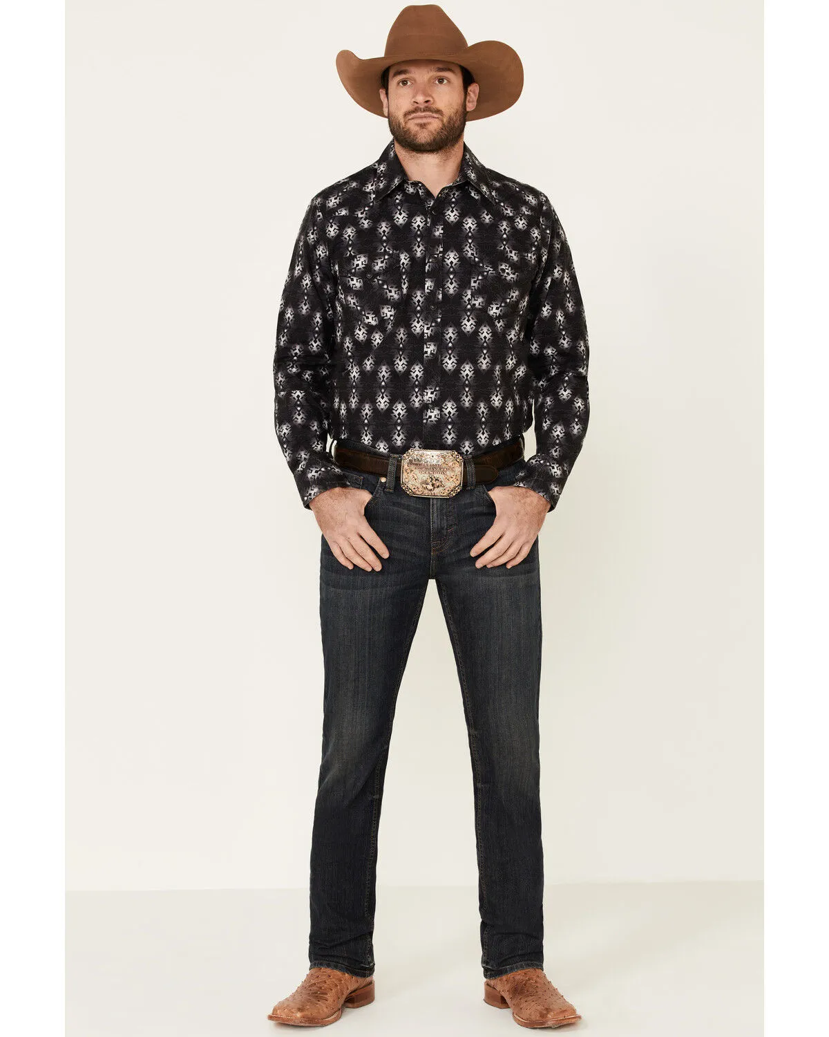 Product Name:  Rock & Roll Denim Men's Southwestern Print Long Sleeve Western Shirt