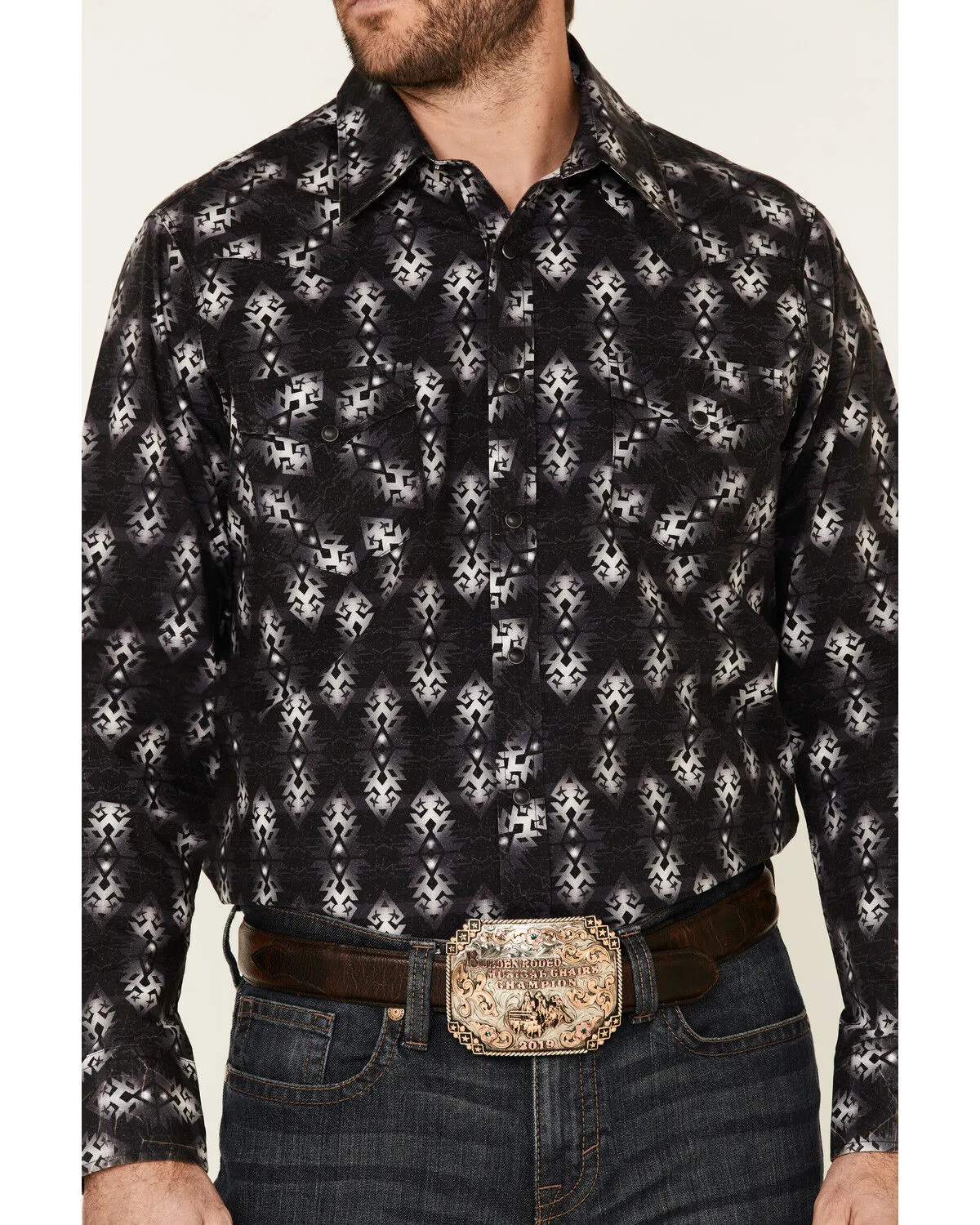 Product Name:  Rock & Roll Denim Men's Southwestern Print Long Sleeve Western Shirt