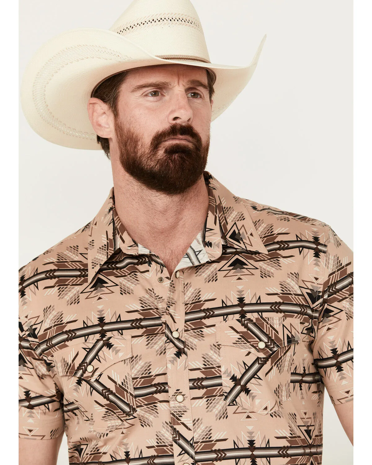 Product Name:  Rock & Roll Denim Men's Southwestern Print Short Sleeve Pearl Snap Stretch Western Shirt