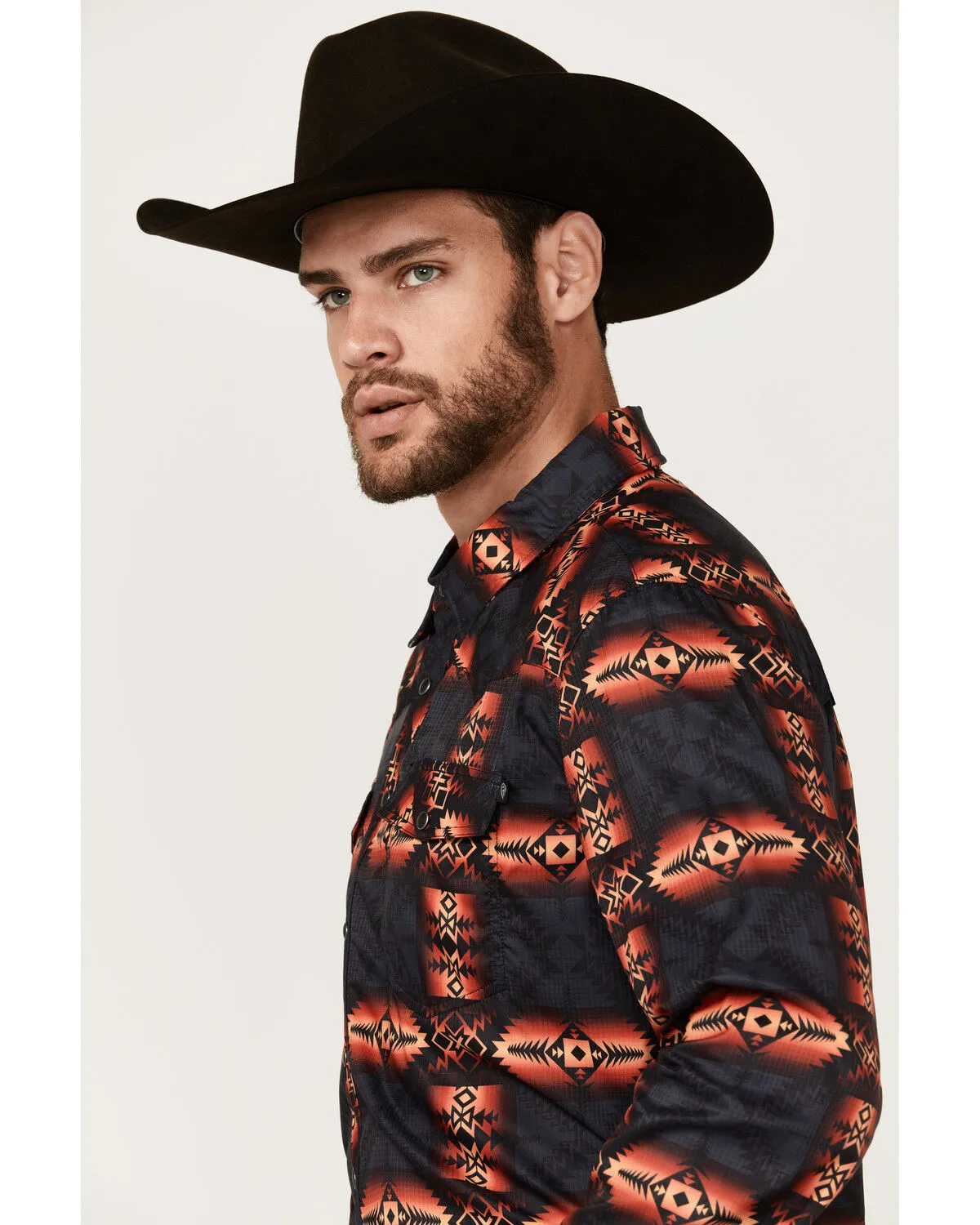 Product Name:  Rock & Roll Denim Men's Tek Southwestern Print Long Sleeve Snap Western Shirt