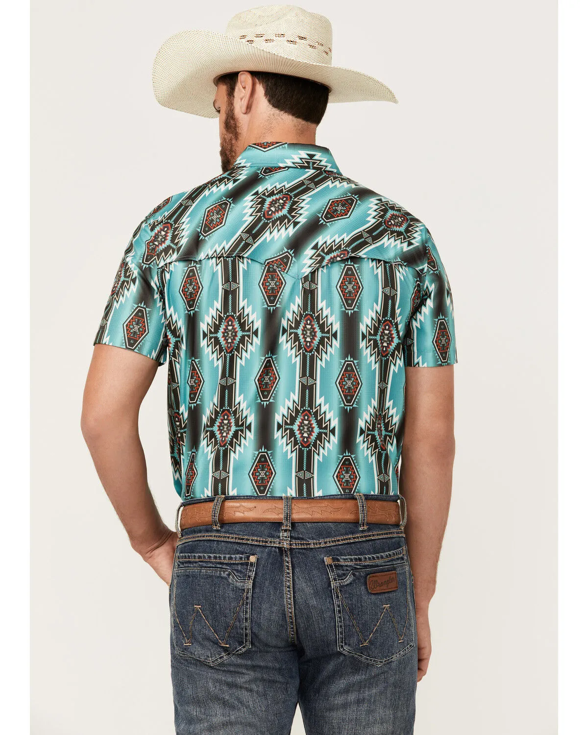 Product Name:  Rock & Roll Denim Men's Tek Southwestern Print Short Sleeve Snap Western Shirt