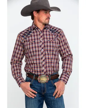 Product Name:  Roper Men's Fancy Small Plaid Embroidered Long Sleeve Western Shirt