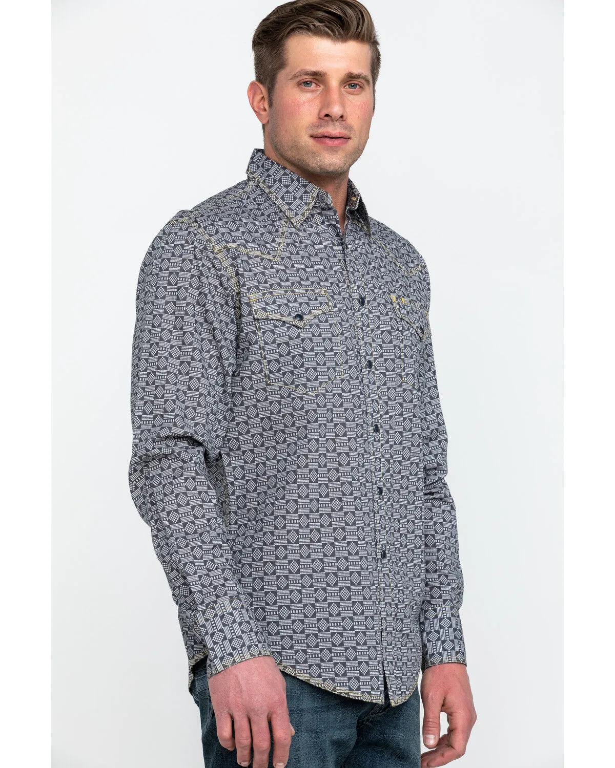 Product Name:  Tin Haul Men's Metal Logo Print Long Sleeve Western Shirt