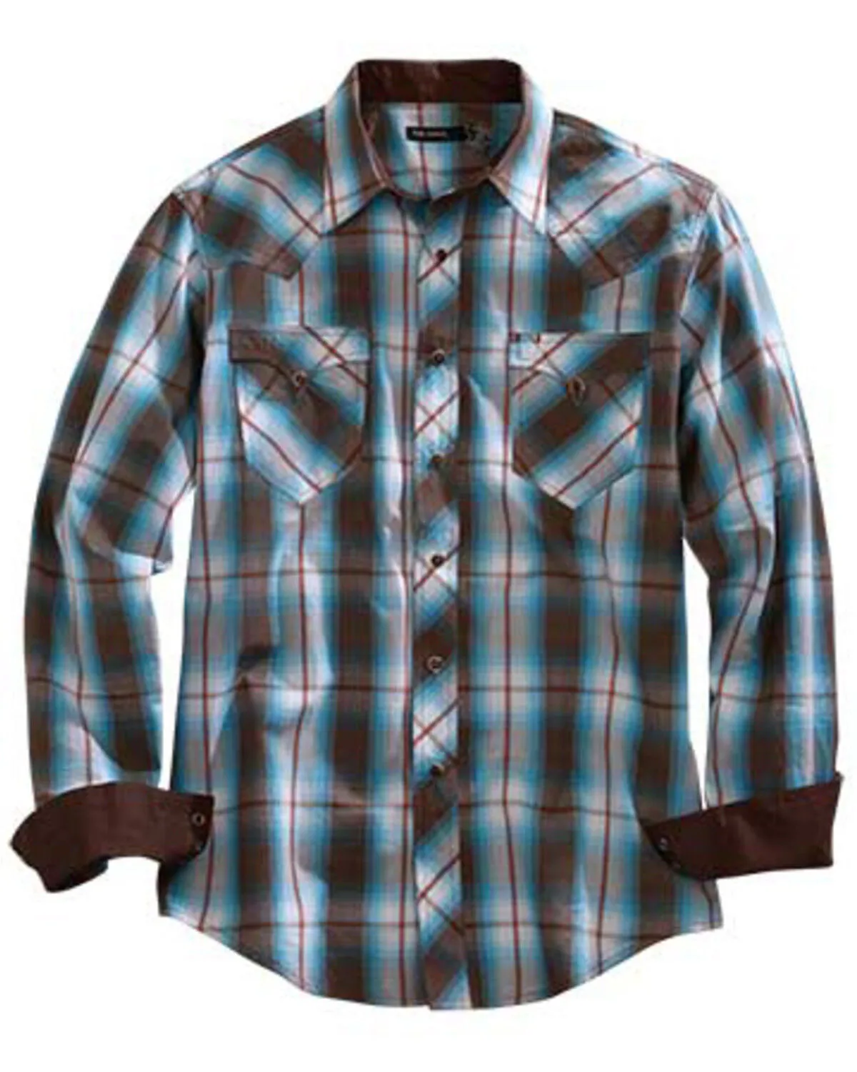 Product Name:  Tin Haul Men’s Turquoise Plaid Short Sleeve Western Shirt