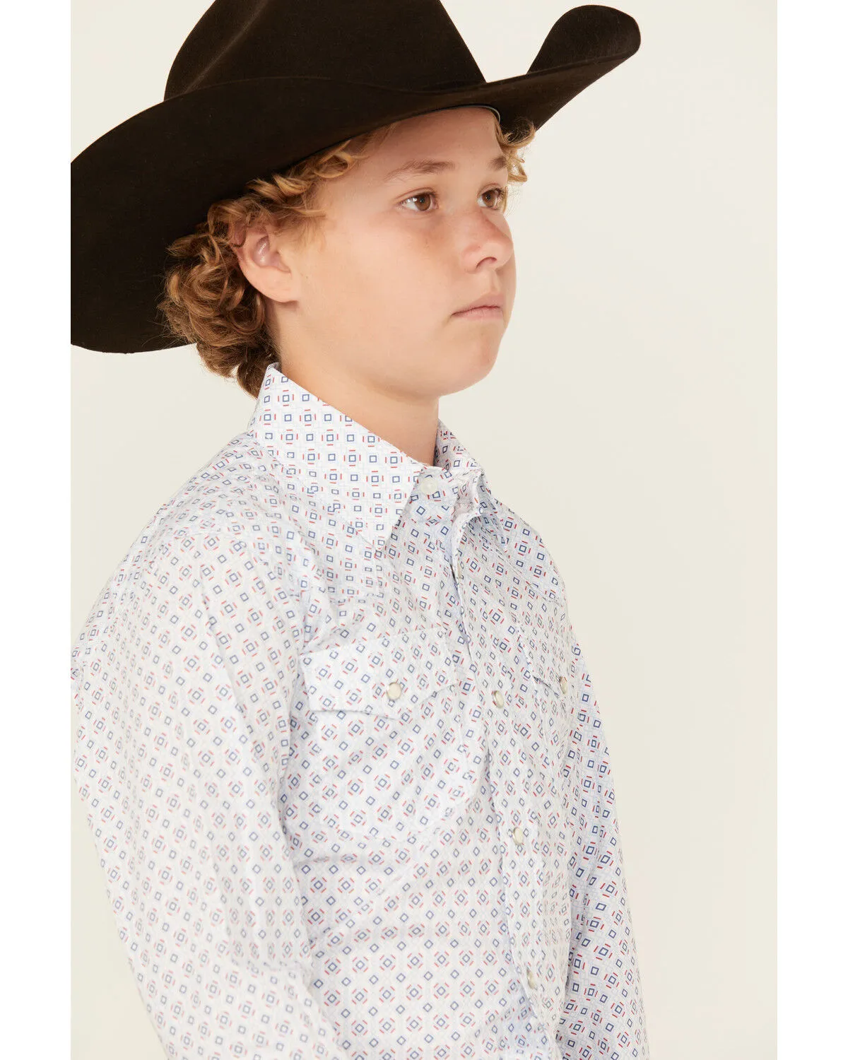 Product Name:  Wrangler Boys' 20x Geo Print Long Sleeve Snap Western Shirt