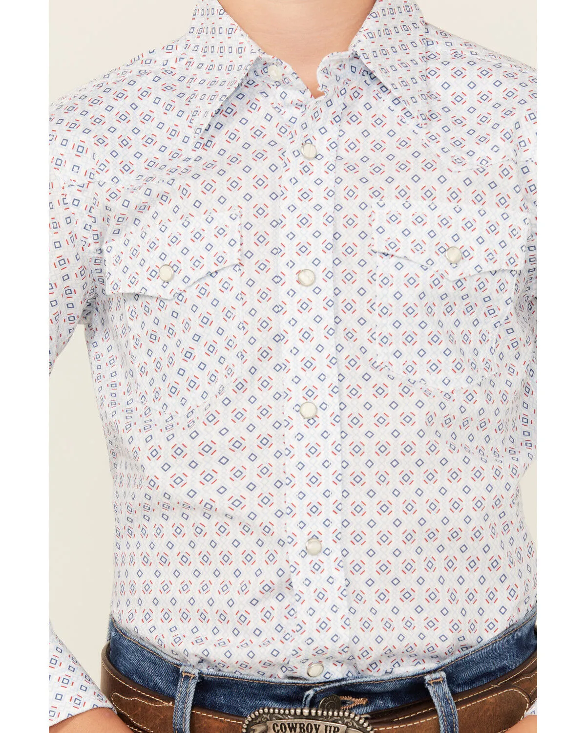 Product Name:  Wrangler Boys' 20x Geo Print Long Sleeve Snap Western Shirt