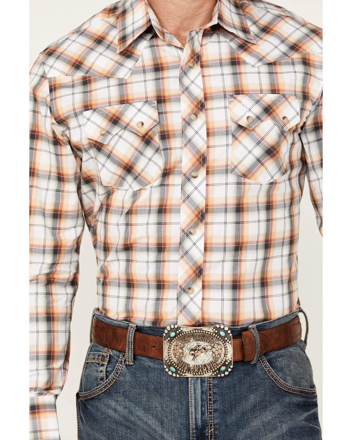 Product Name:  Wrangler Retro Men's Plaid Print Long Sleeve Snap Western Shirt