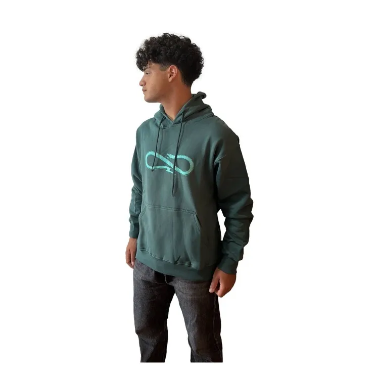 Propaganda E297 Logo Hoodie Felpa con Cappuccio in Cotone Felpato Verde