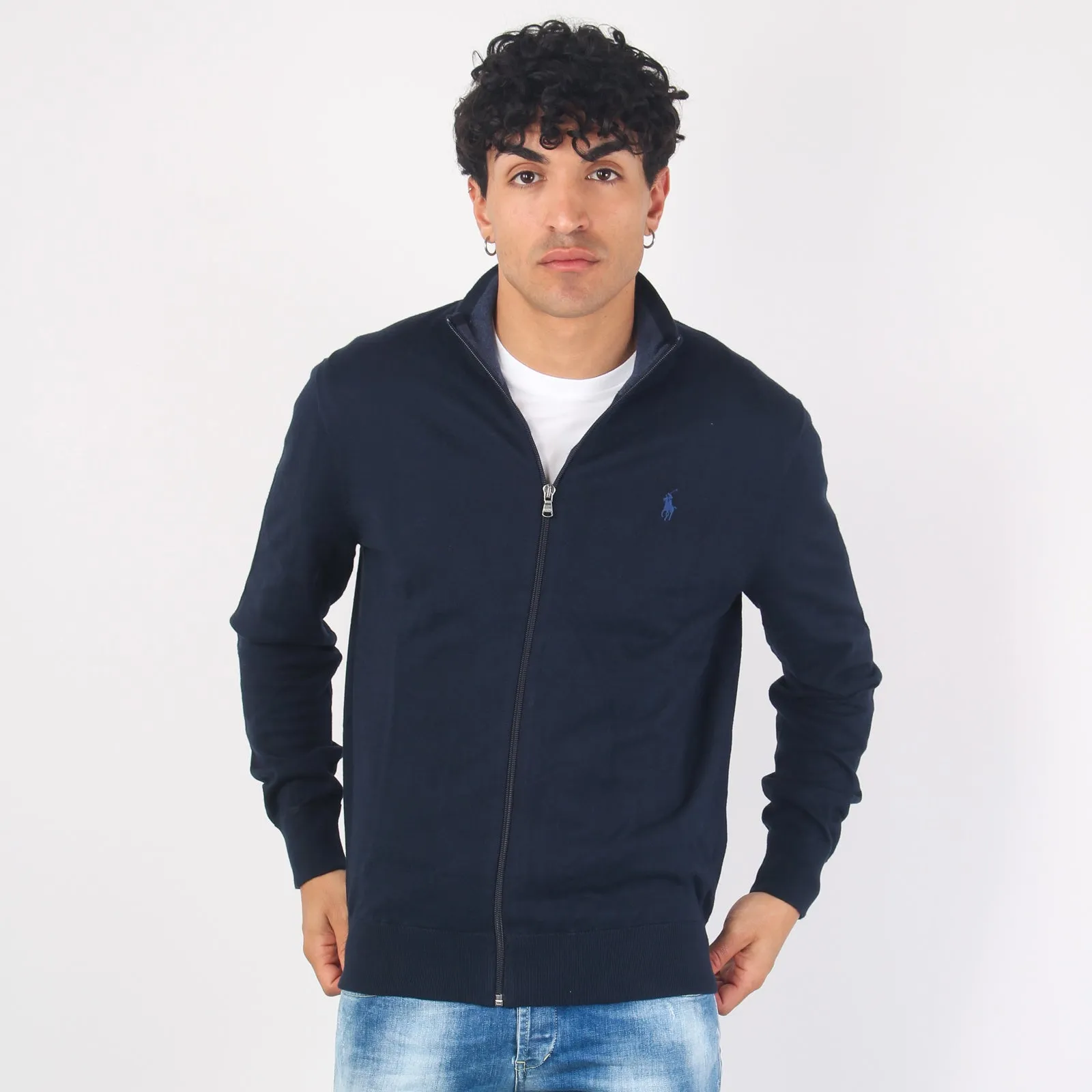 Pullover Cotone  Full Zip Hunter Navy