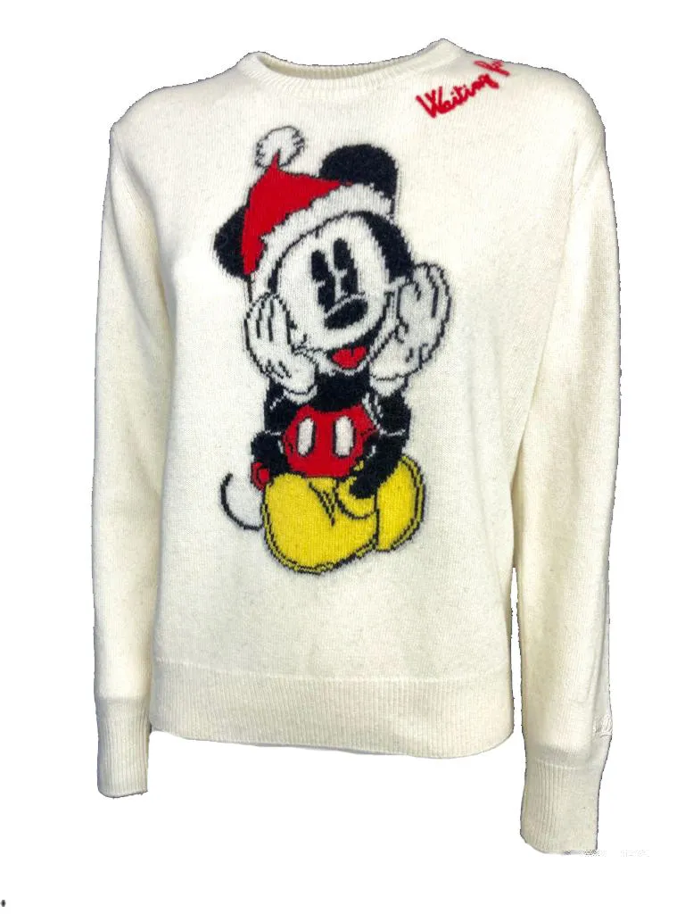 PULLOVER DONNA BIANCO NATALIZIO RICAMO TOPOLINO