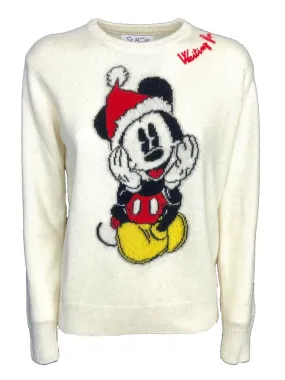 PULLOVER DONNA BIANCO NATALIZIO RICAMO TOPOLINO