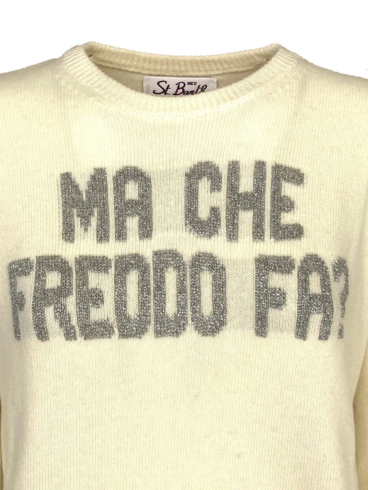 PULLOVER DONNA BIANCO RICAMO MA CHE FREDDO FA