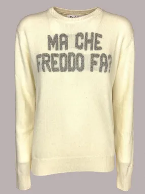 PULLOVER DONNA BIANCO RICAMO MA CHE FREDDO FA