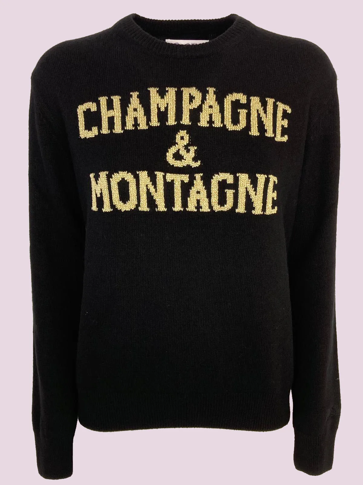 PULLOVER DONNA NERO RICAMO CHAMPAGNE & MONTAGNE