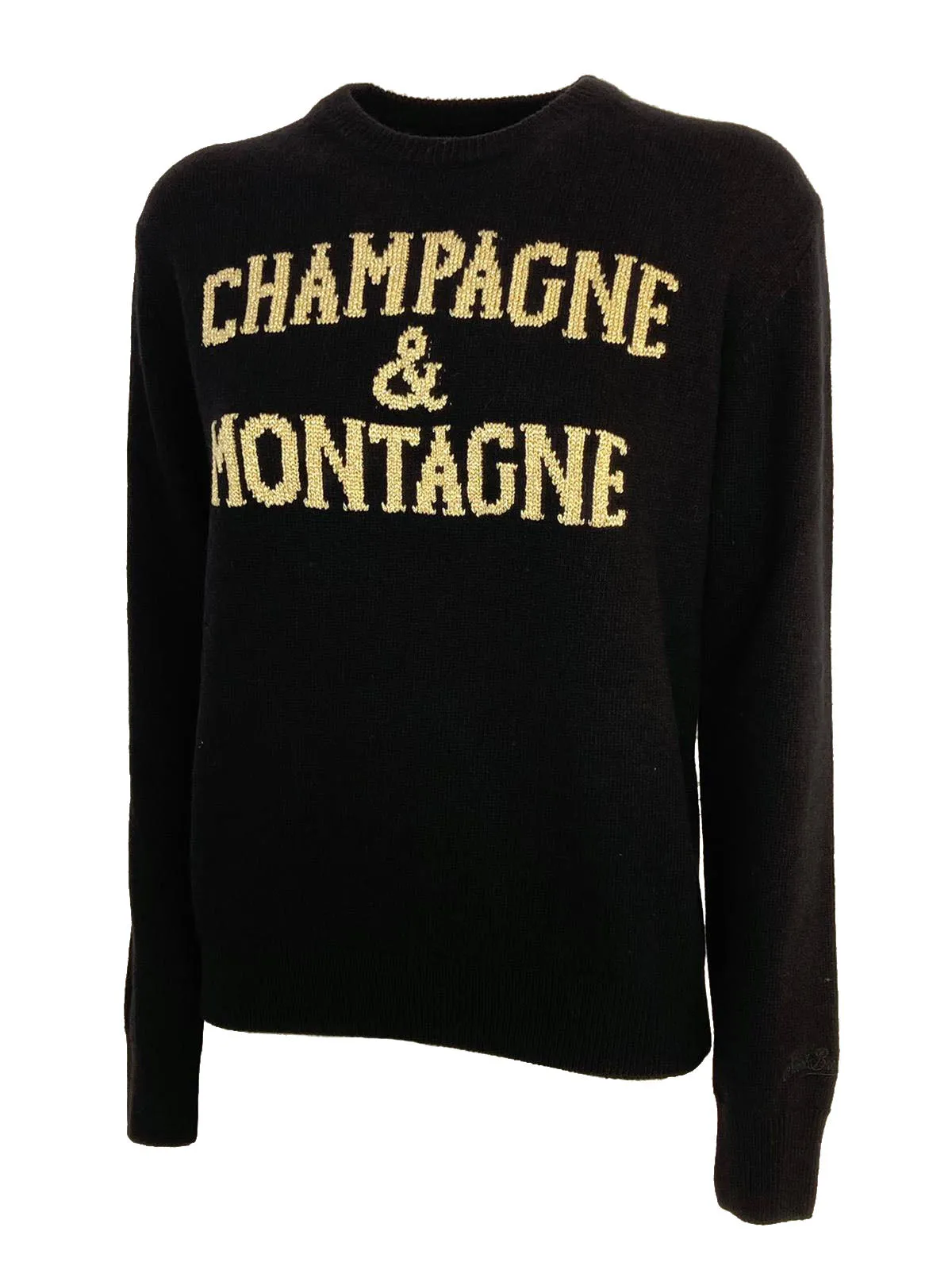 PULLOVER DONNA NERO RICAMO CHAMPAGNE & MONTAGNE