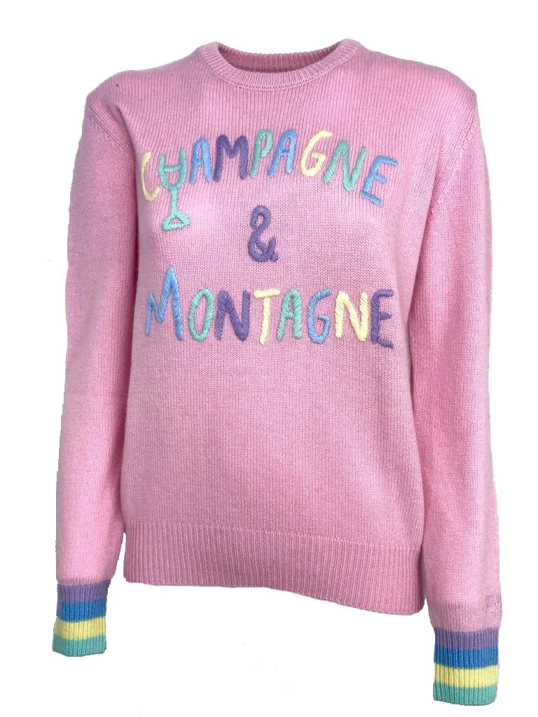 PULLOVER DONNA ROSA RICAMO CHAMPAGNE & MONTAGNE