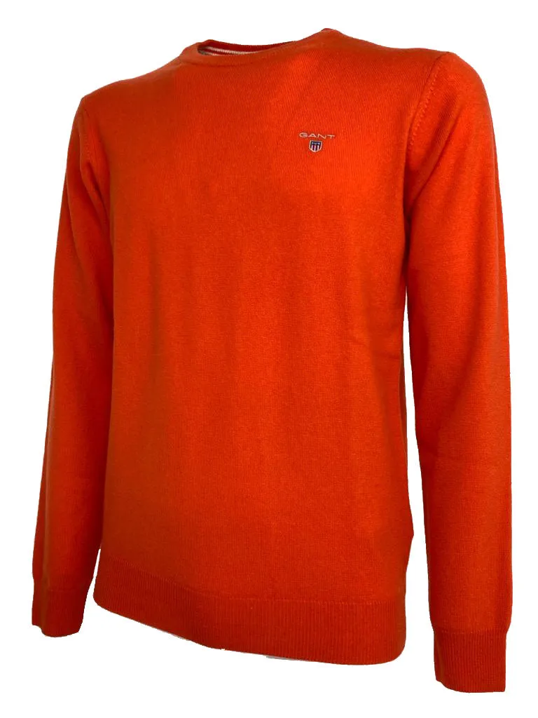 PULLOVER UOMO ARANCIO 100% LANA