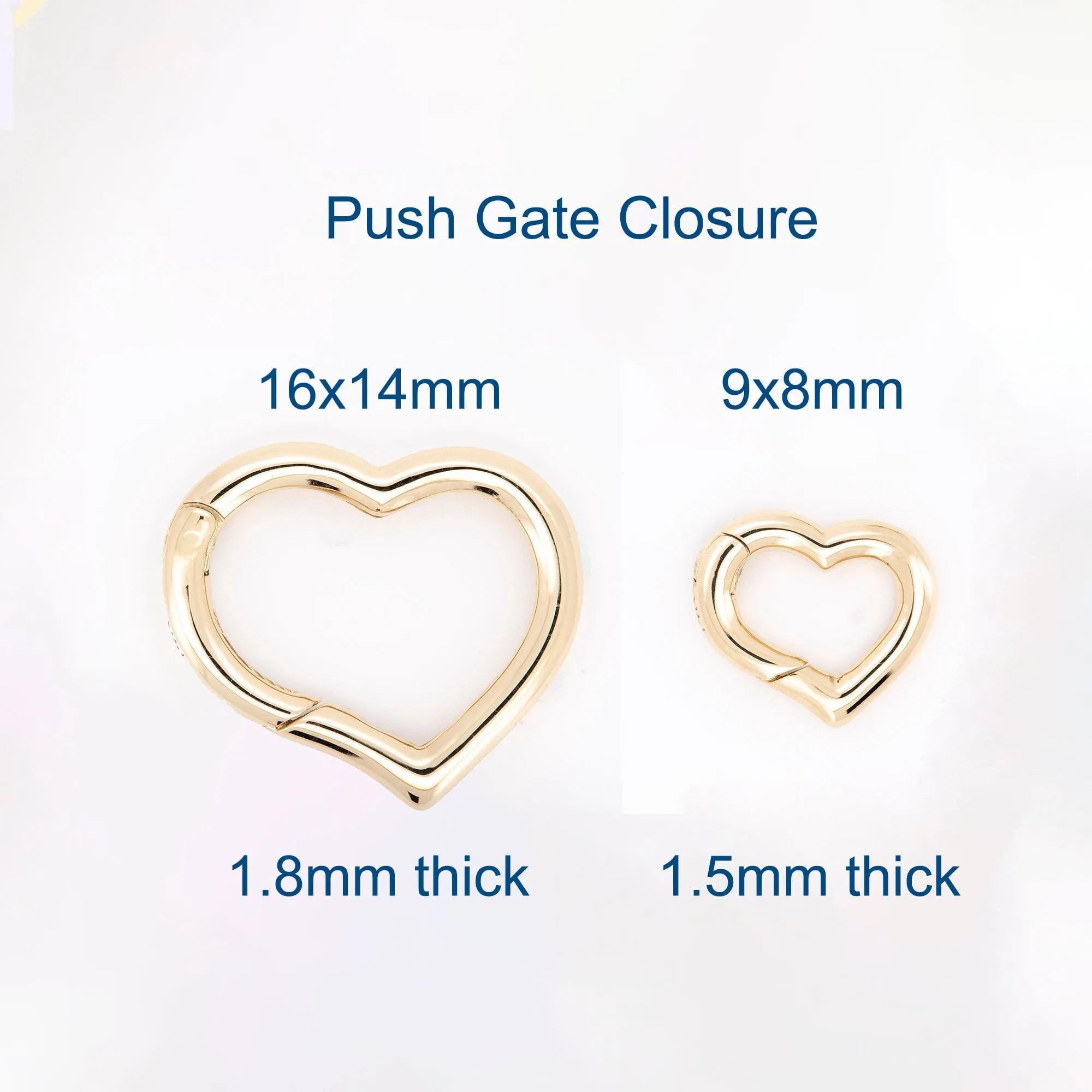 Push Gate Large Heart Shape 16x14mm 14K or 18K Gold Pendant Holder Enhancer M4008