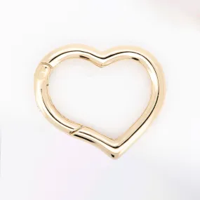 Push Gate Large Heart Shape 16x14mm 14K or 18K Gold Pendant Holder Enhancer M4008