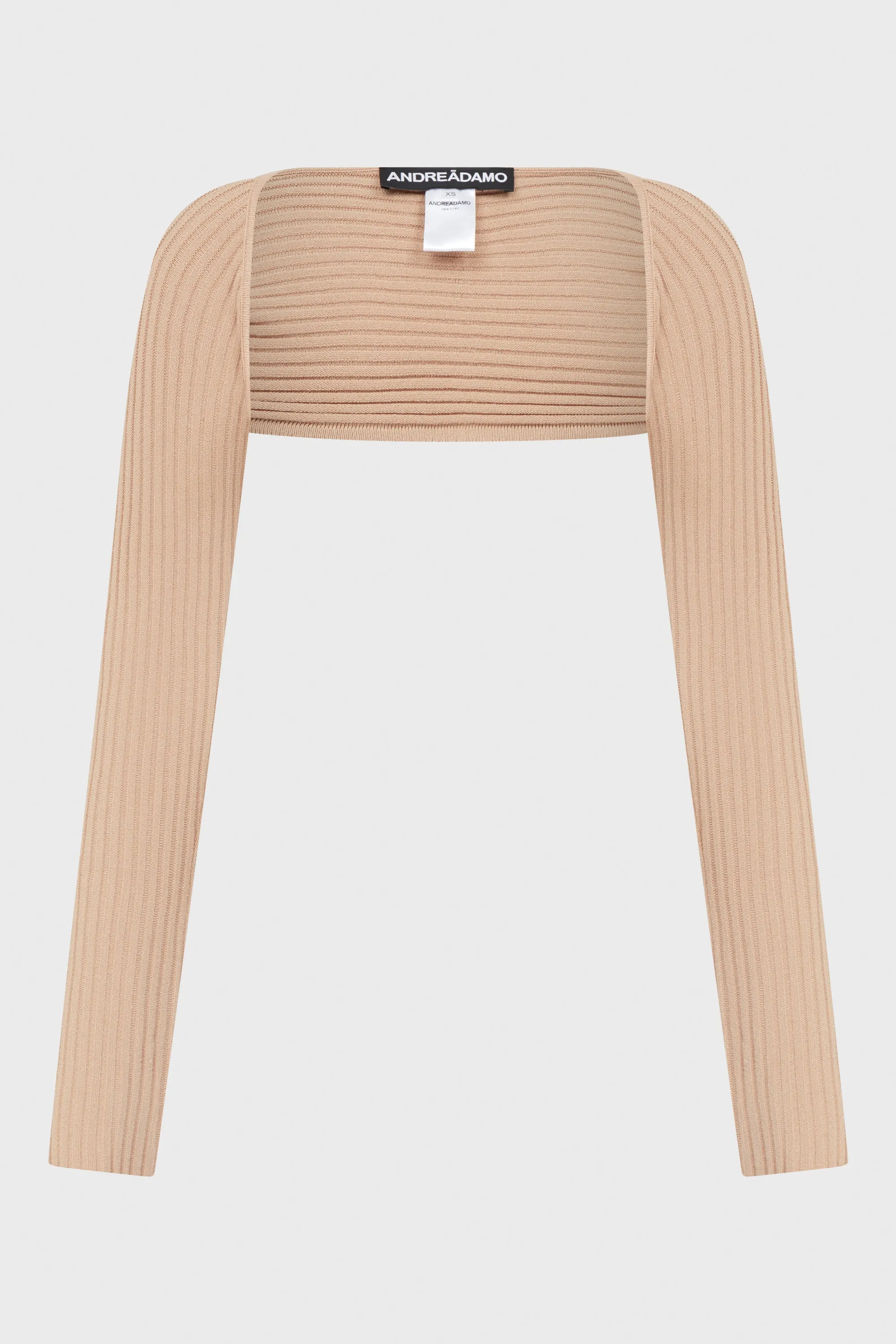 RIBBED KNIT LONG SLEEVES SHRUG NUDE