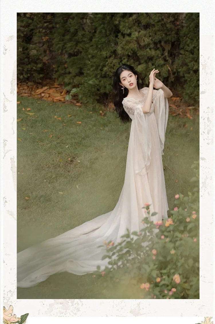 Secret Love Ceremony Romantic Royalcore Long Train Dress