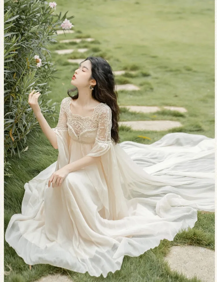 Secret Love Ceremony Romantic Royalcore Long Train Dress